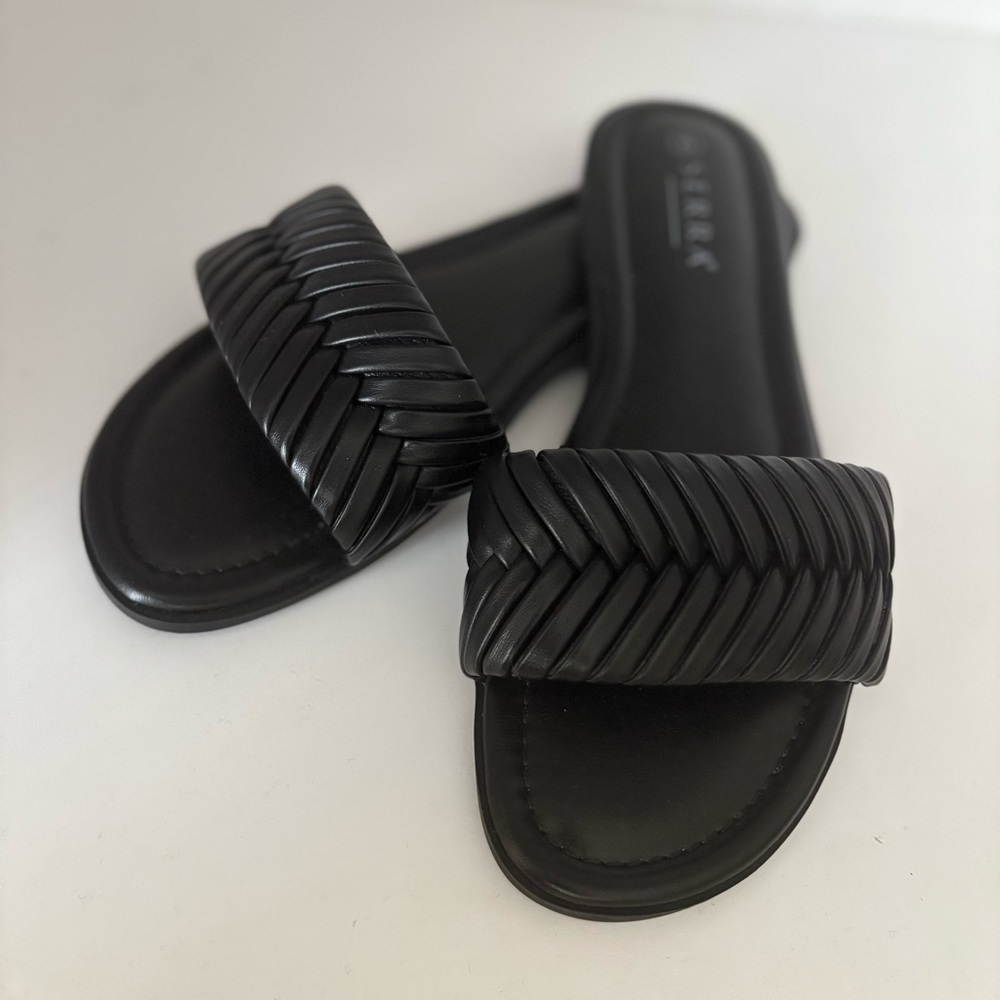 Black Braided Slide Sandals Women's Size 8
